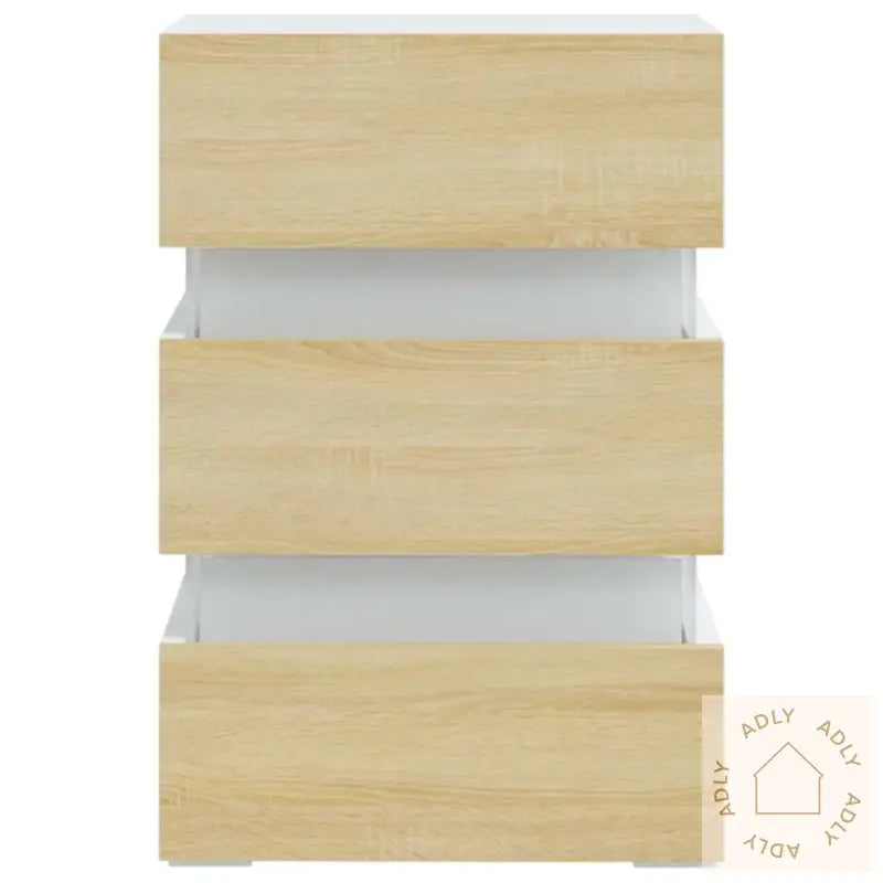 Led-Nattbord Hvit Og Sonoma Eik 45X35X67 Cm Konstruert Tre