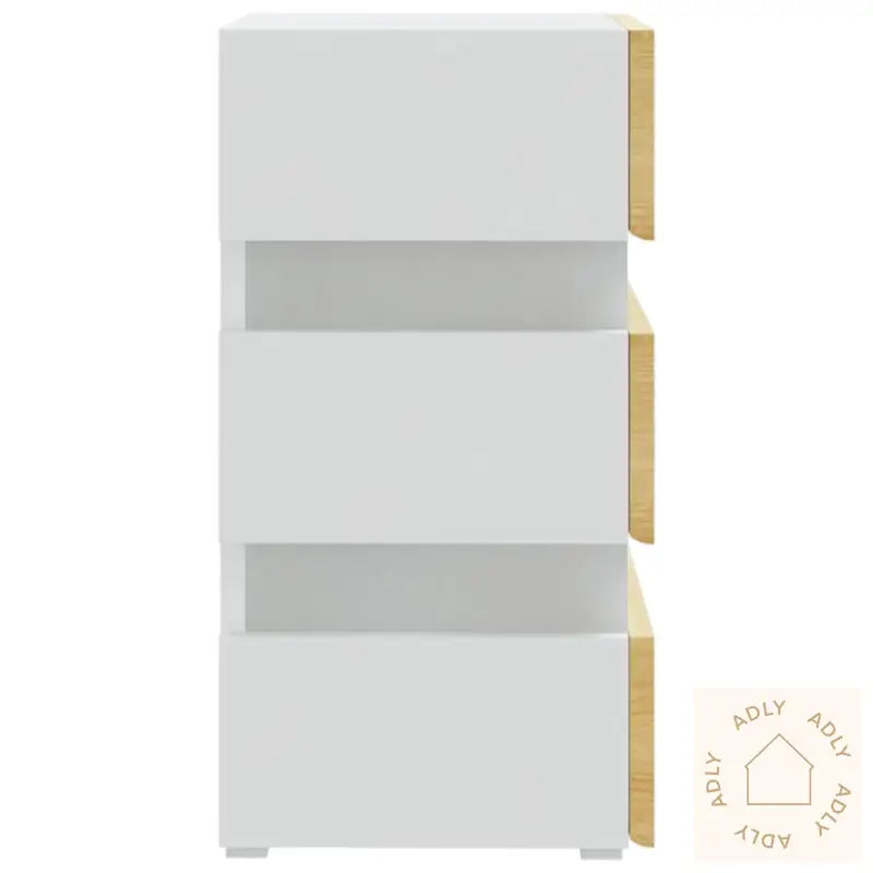 Led-Nattbord Hvit Og Sonoma Eik 45X35X67 Cm Konstruert Tre