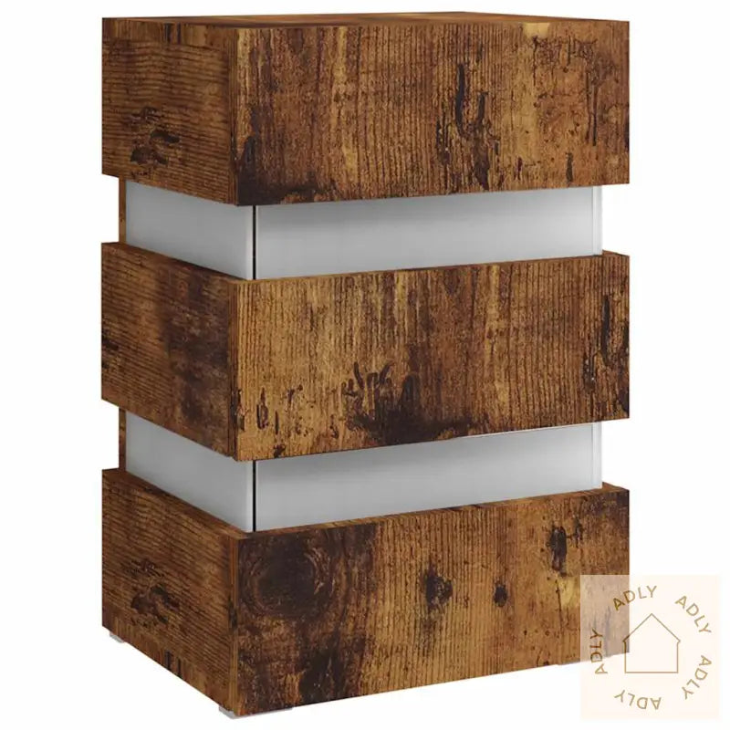 Led-Nattbord Røkt Eik 45X35X67 Cm Konstruert Tre