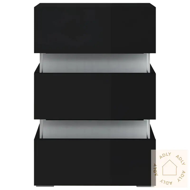 Led-Nattbord Høyglans Svart 45X35X67 Cm Konstruert Tre
