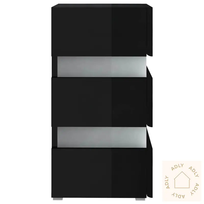 Led-Nattbord Høyglans Svart 45X35X67 Cm Konstruert Tre