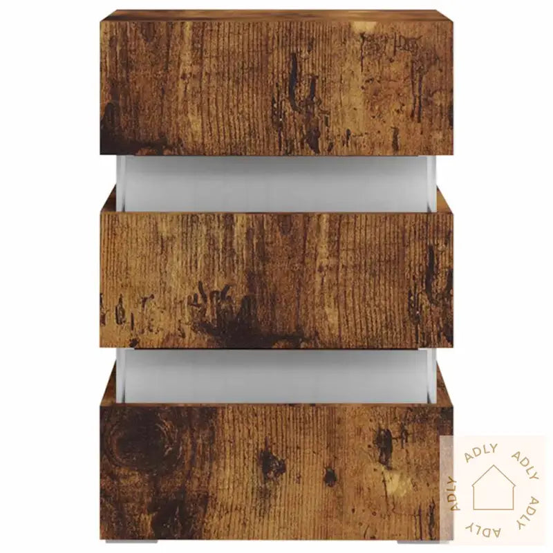 Led-Nattbord Røkt Eik 45X35X67 Cm Konstruert Tre