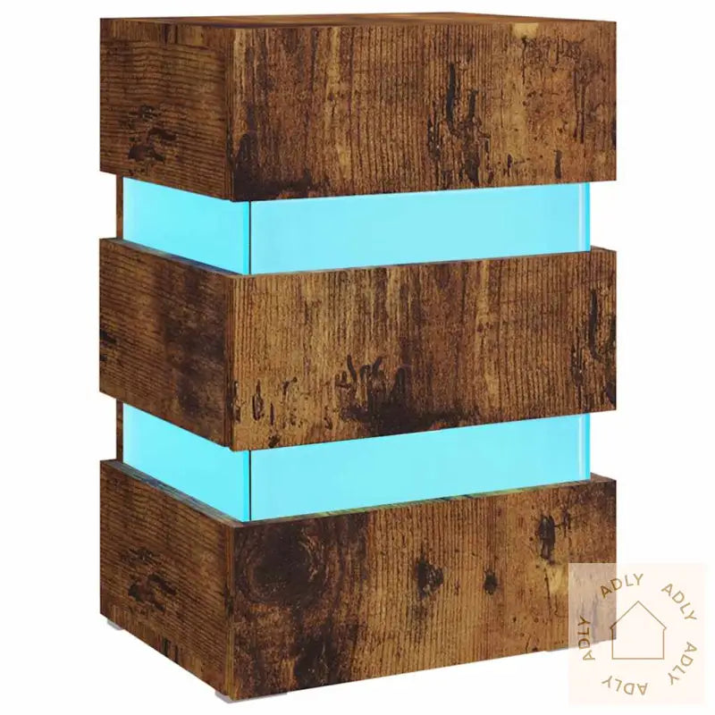 Led-Nattbord Røkt Eik 45X35X67 Cm Konstruert Tre