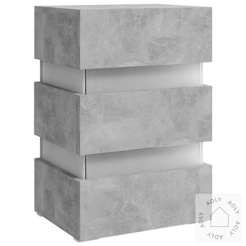 Led-Nattbord Betonggrå 45X35X67 Cm Konstruert Tre