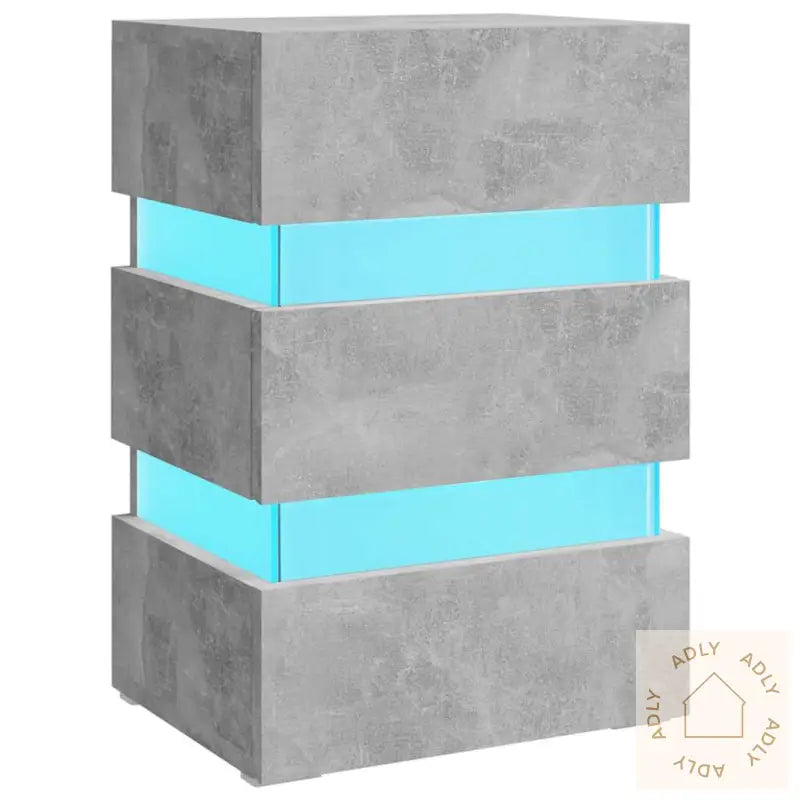 Led-Nattbord Betonggrå 45X35X67 Cm Konstruert Tre
