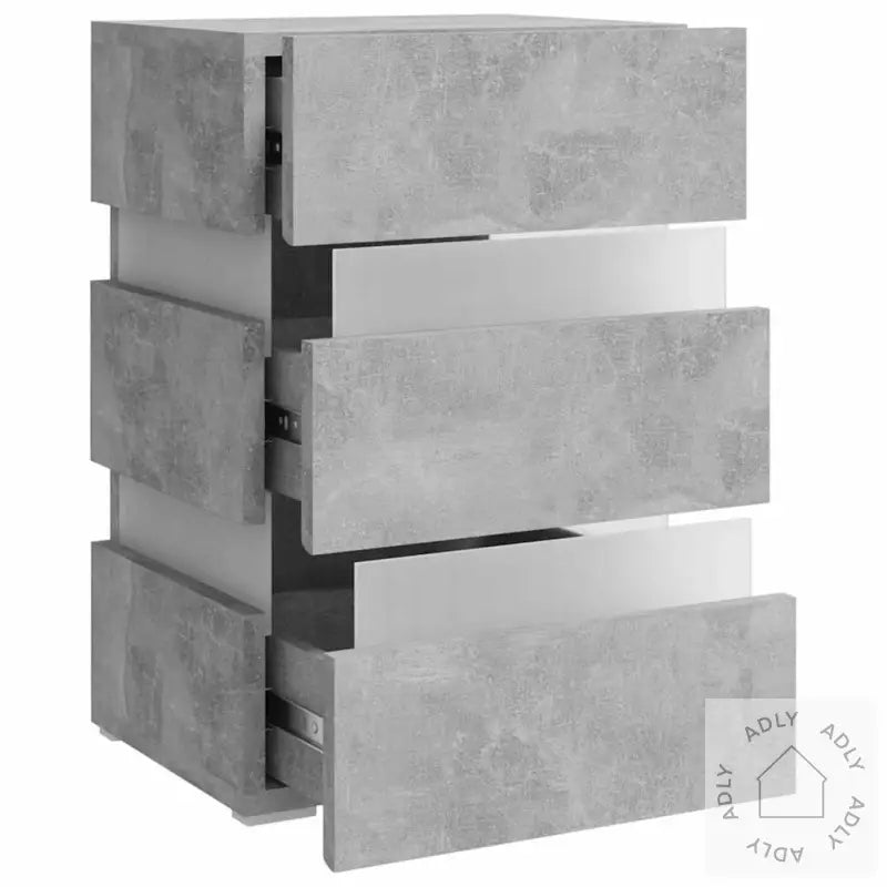 Led-Nattbord Betonggrå 45X35X67 Cm Konstruert Tre