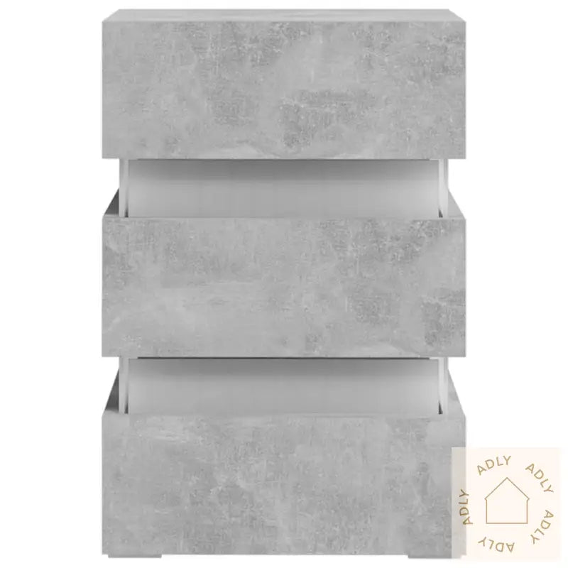 Led-Nattbord Betonggrå 45X35X67 Cm Konstruert Tre