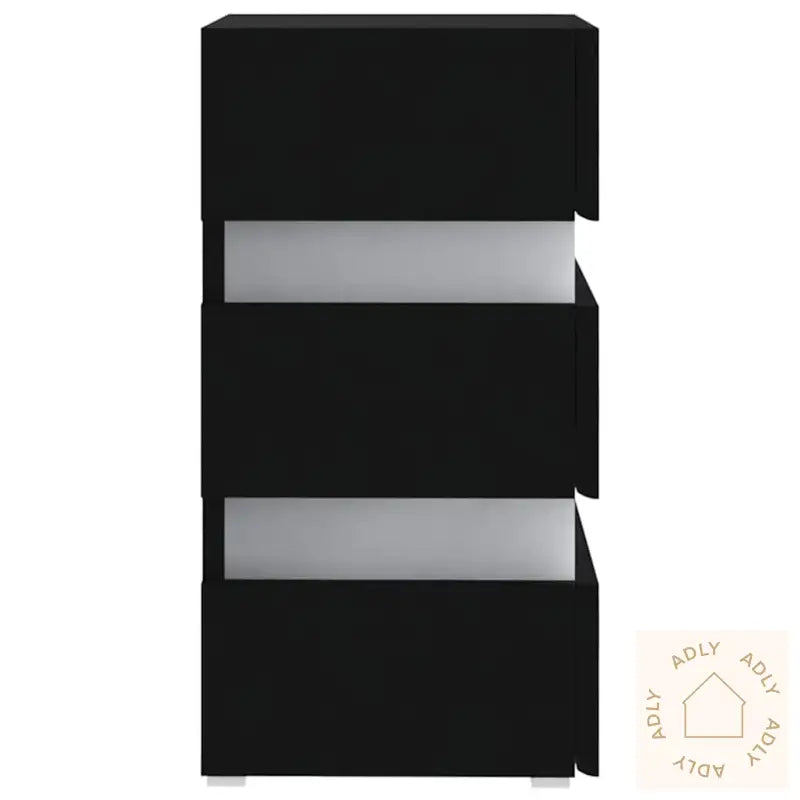 Led-Nattbord Svart 45X35X67 Cm Konstruert Tre