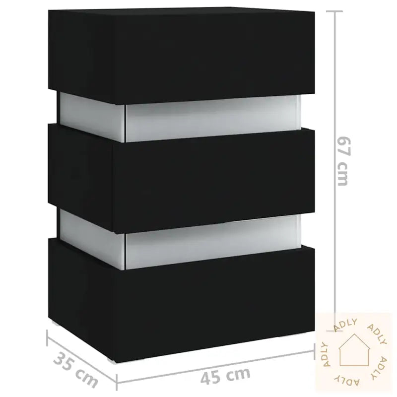 Led-Nattbord Svart 45X35X67 Cm Konstruert Tre