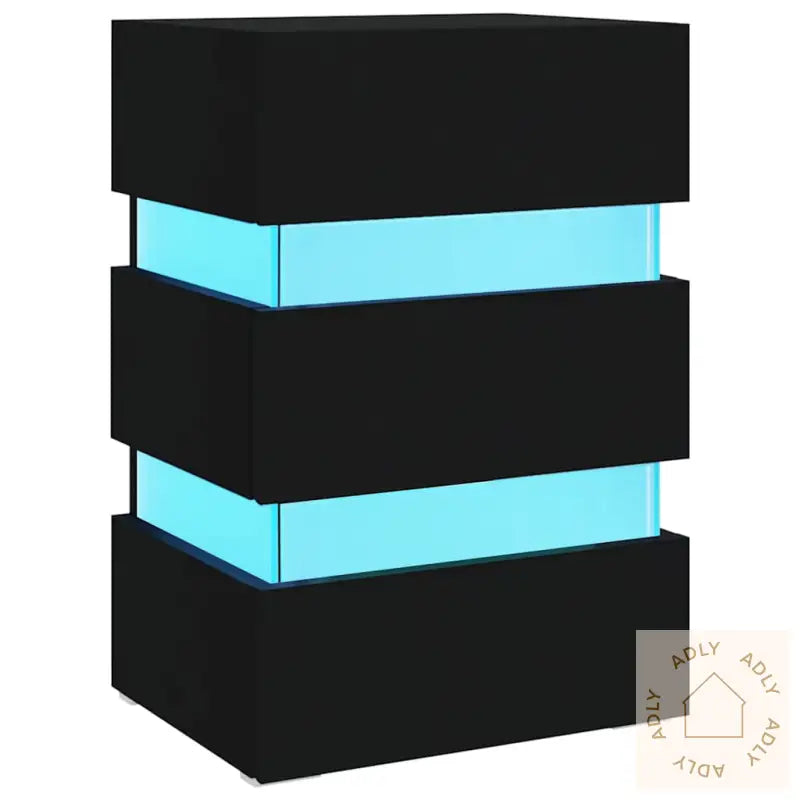 Led-Nattbord Svart 45X35X67 Cm Konstruert Tre