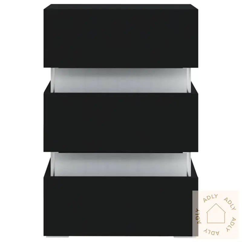 Led-Nattbord Svart 45X35X67 Cm Konstruert Tre
