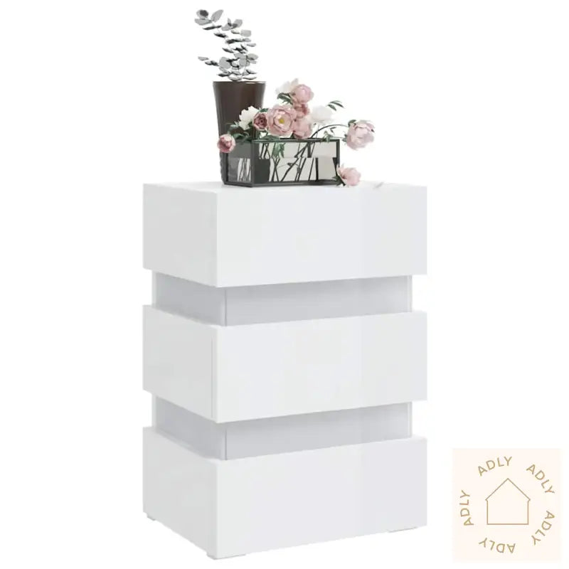 Nattbord Høyglans Hvit 45X35X67 Cm Konstruert Tre