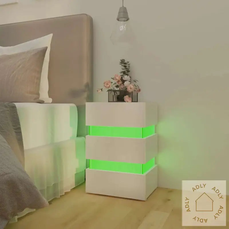 Nattbord Høyglans Hvit 45X35X67 Cm Konstruert Tre