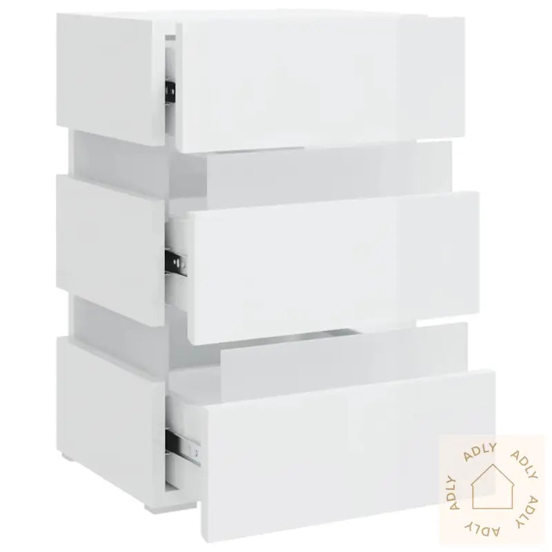 Nattbord Høyglans Hvit 45X35X67 Cm Konstruert Tre