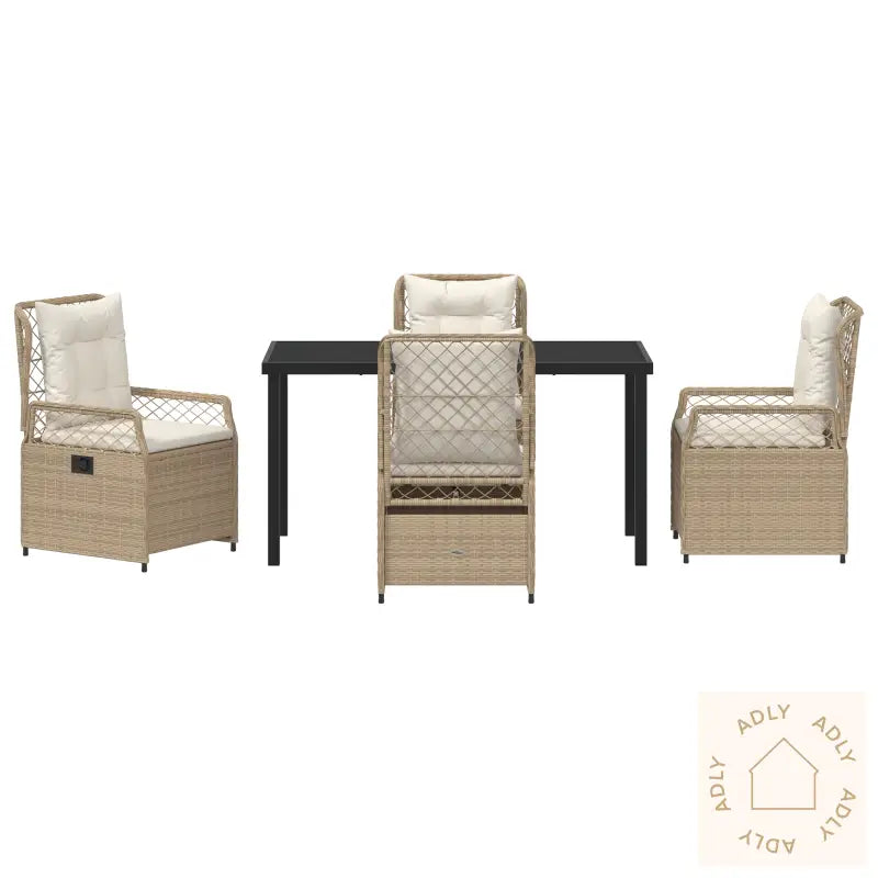 5-Delt Hagedining Sett I Beige Polyrattan