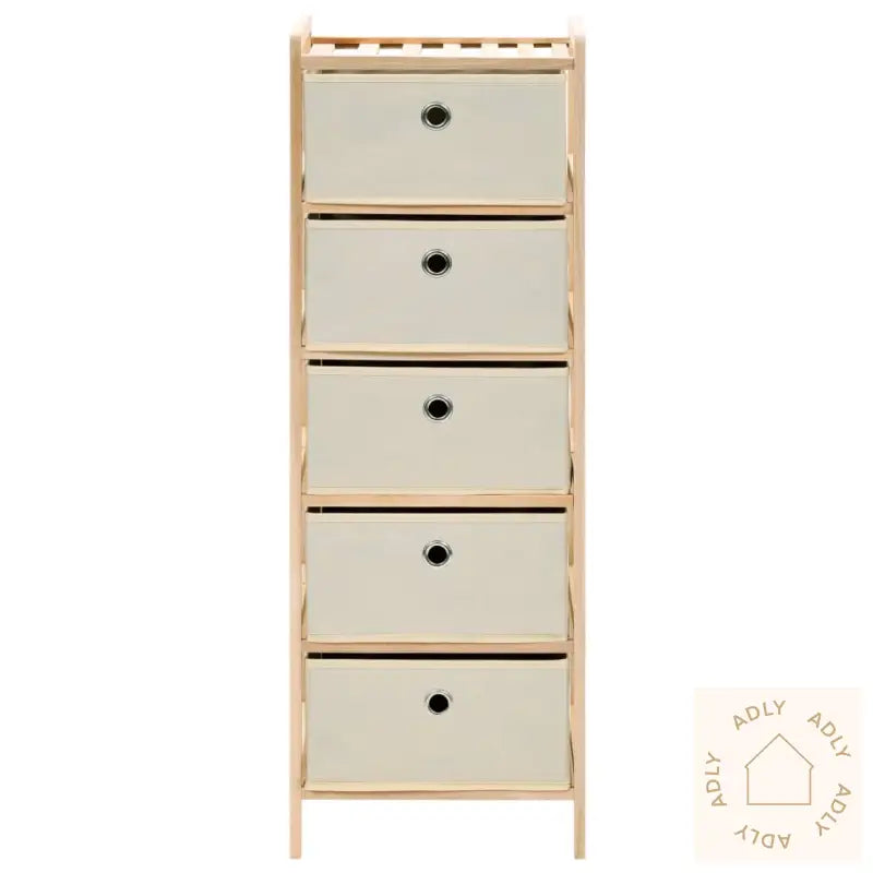 Oppbevaringshylle Med 5 Stoffkurver Sedertre Beige
