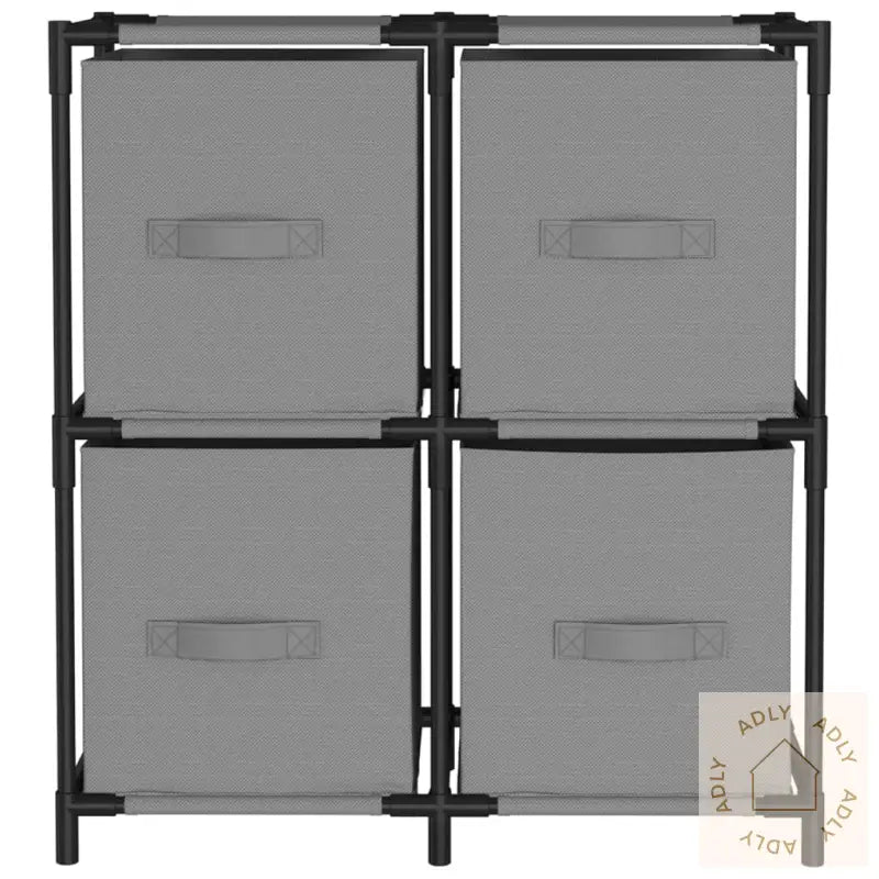 Oppbevaringsskap Med 4 Stoffkurver Grå 63X30X71 Cm Stål