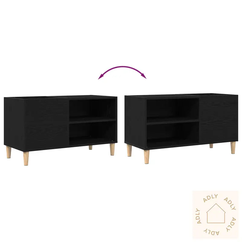 Record Cabinet Svart Eik 84,5X38X48 Cm Konstruert Tre