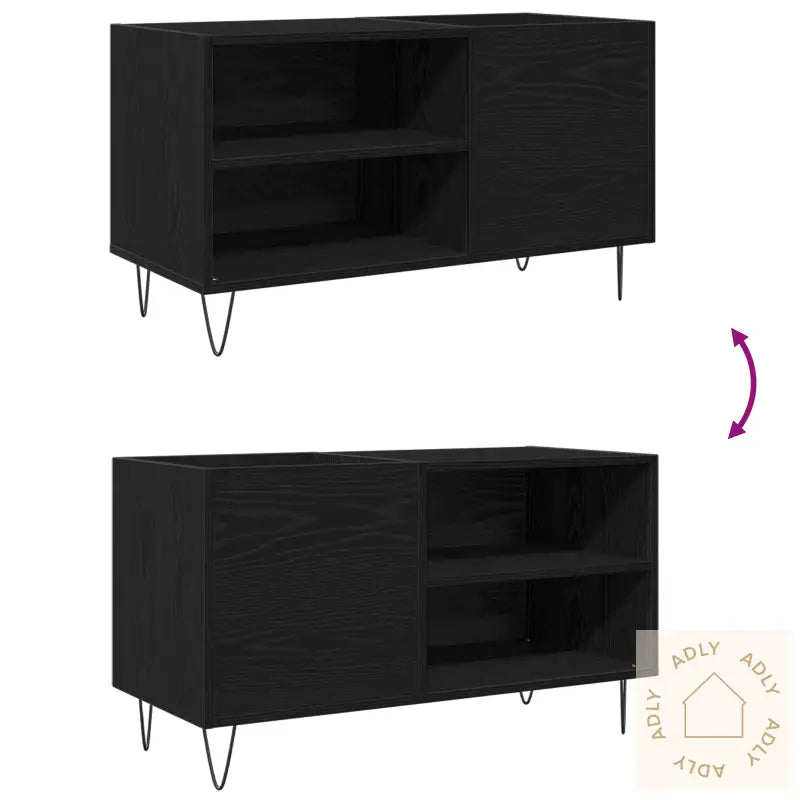 Record Cabinet Svart Eik 84,5X38X48 Cm Konstruert Tre