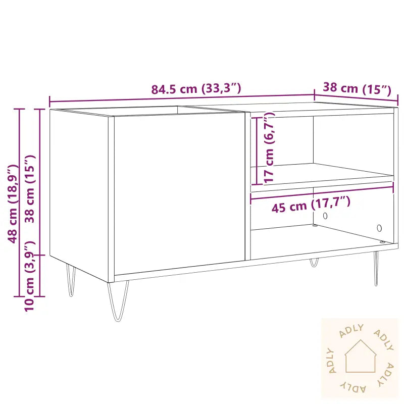 Record Cabinet Svart Eik 84,5X38X48 Cm Konstruert Tre