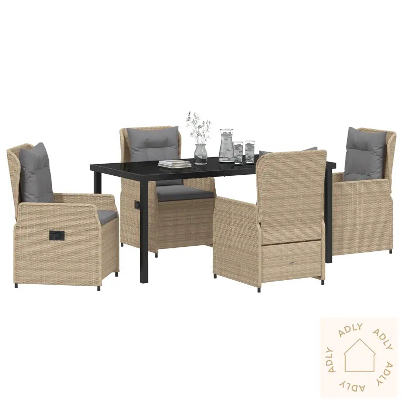 5 Delt Hage Spisegruppe Beige Poly Rottning