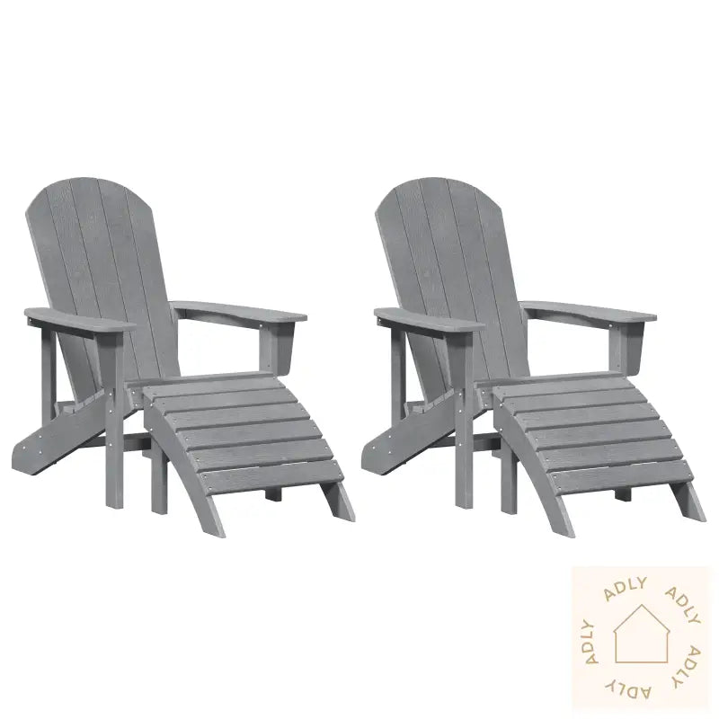 Adirondack Stoler Med Fotstøtte 2 Stk Lys Grå Hdpe
