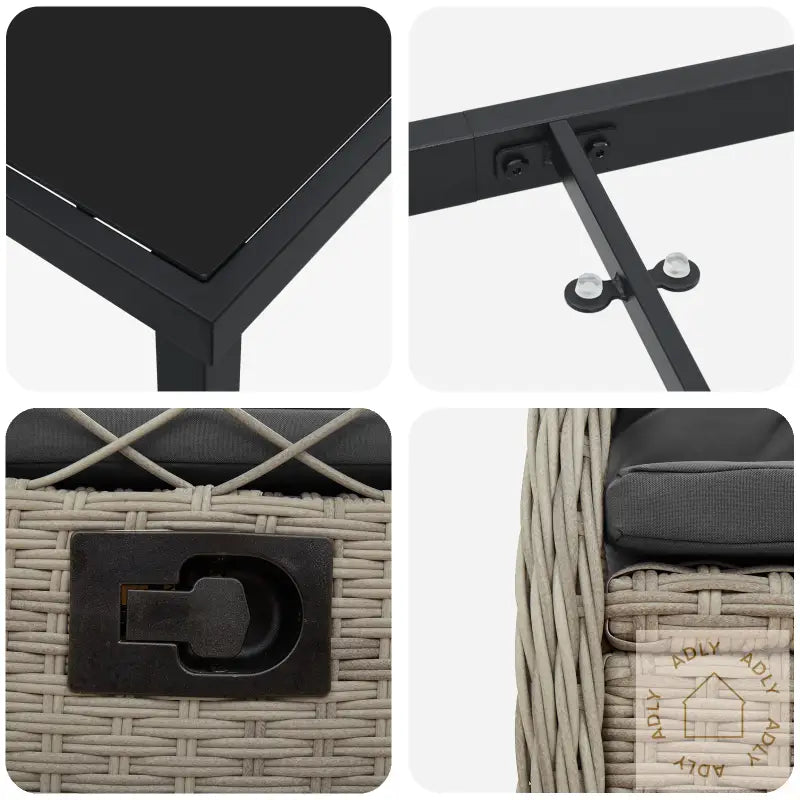 5 Delt Hage Spisesett Lysegrå Poly Rott