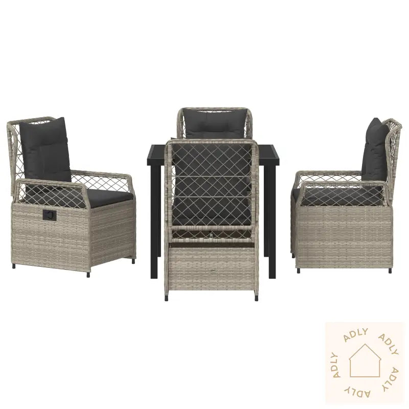 5 Delt Hage Spisesett Lysegrå Poly Rott