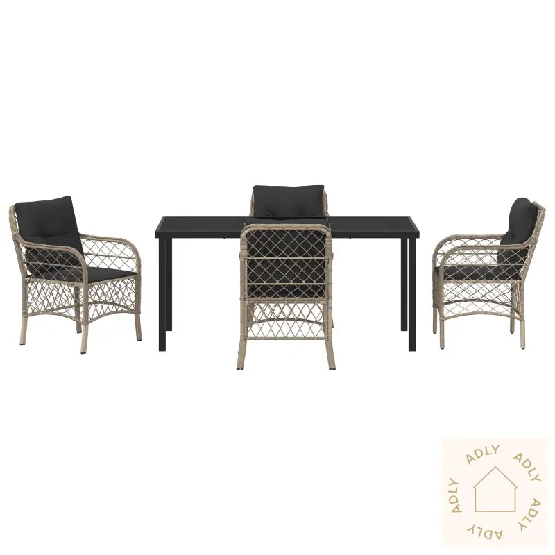 5 Delt Hage Spisesett Med Puter Lysegrå Poly Rottings