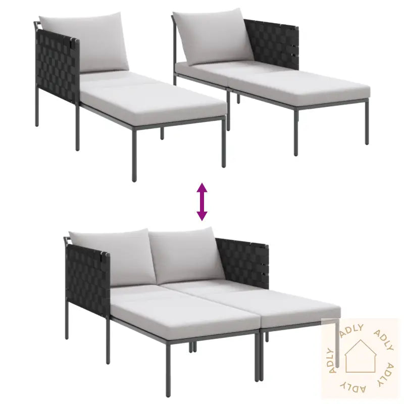 Solseng Med Puter For 2 Personer Anthracite 115X153X69,5 Cm Stål