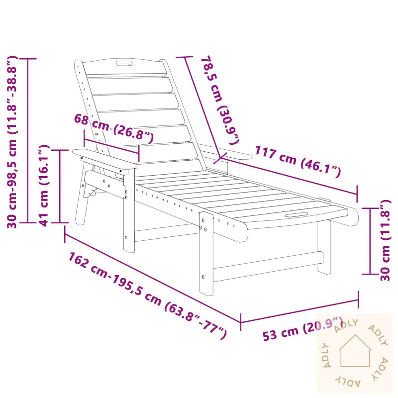 Solstol Lysegrå 53X162X98.5 Cm Hdpe