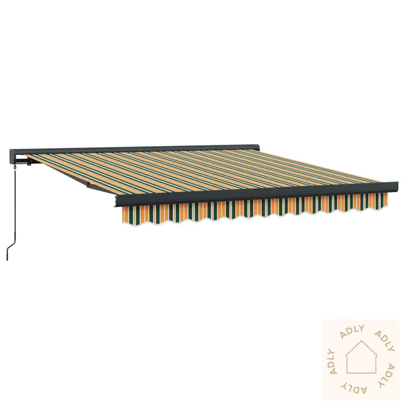Manuell Uttrekkbar Markise Grønn Og Gul 350X250 Cm