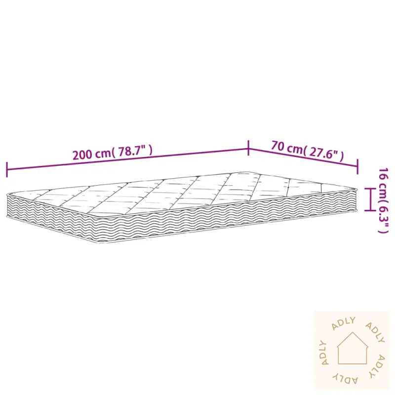 Skummadrass Middels Myk 70X200 Cm