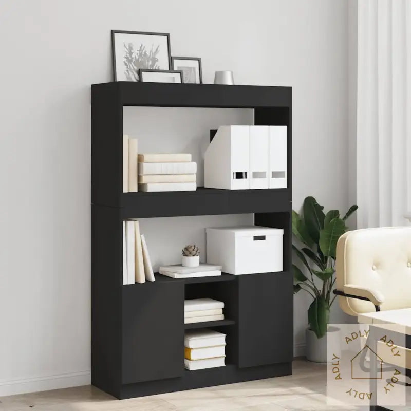 Highboard Svart 92X33X140 Cm Konstruert Tre