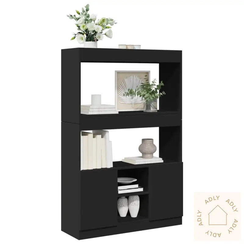 Highboard Svart 92X33X140 Cm Konstruert Tre