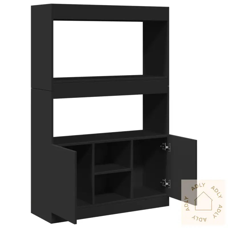 Highboard Svart 92X33X140 Cm Konstruert Tre