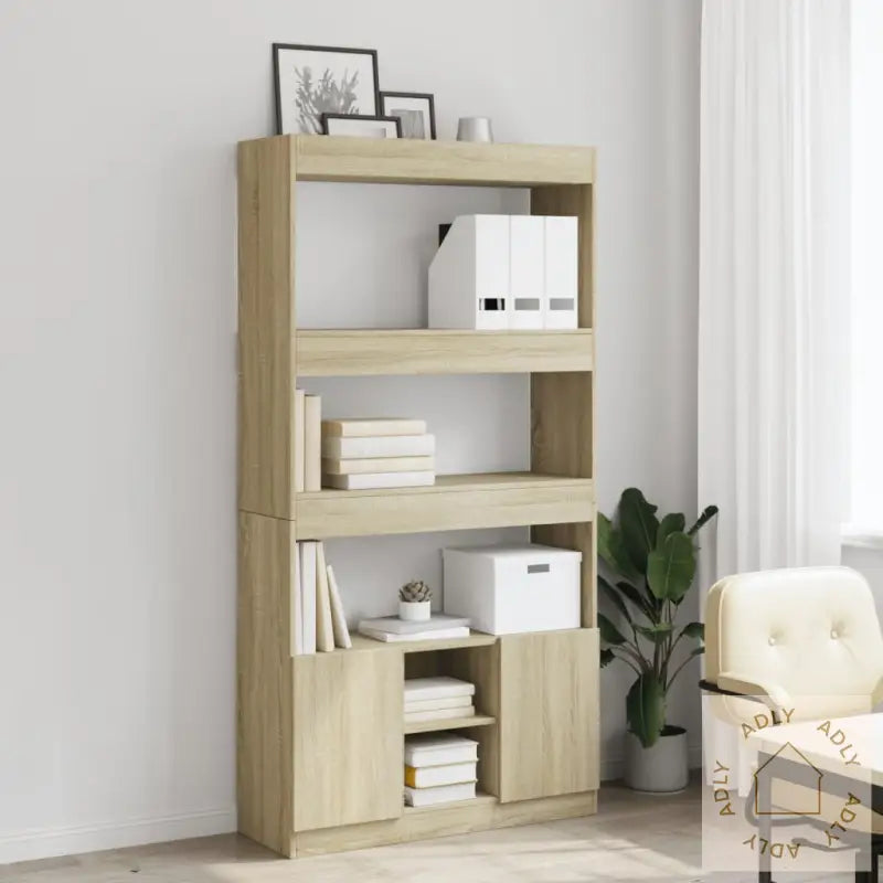 Highboard Sonoma Eik 92X33X180 Cm Konstruert Tre