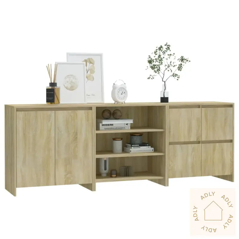 Skjenker 3 Stk Sonoma Eik Konstruert Tre