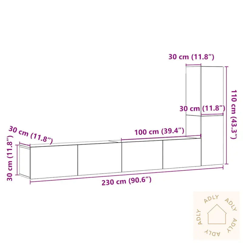 Vegghengte Tv-Benker 3 Stk Artisan Eik Konstruert Tre