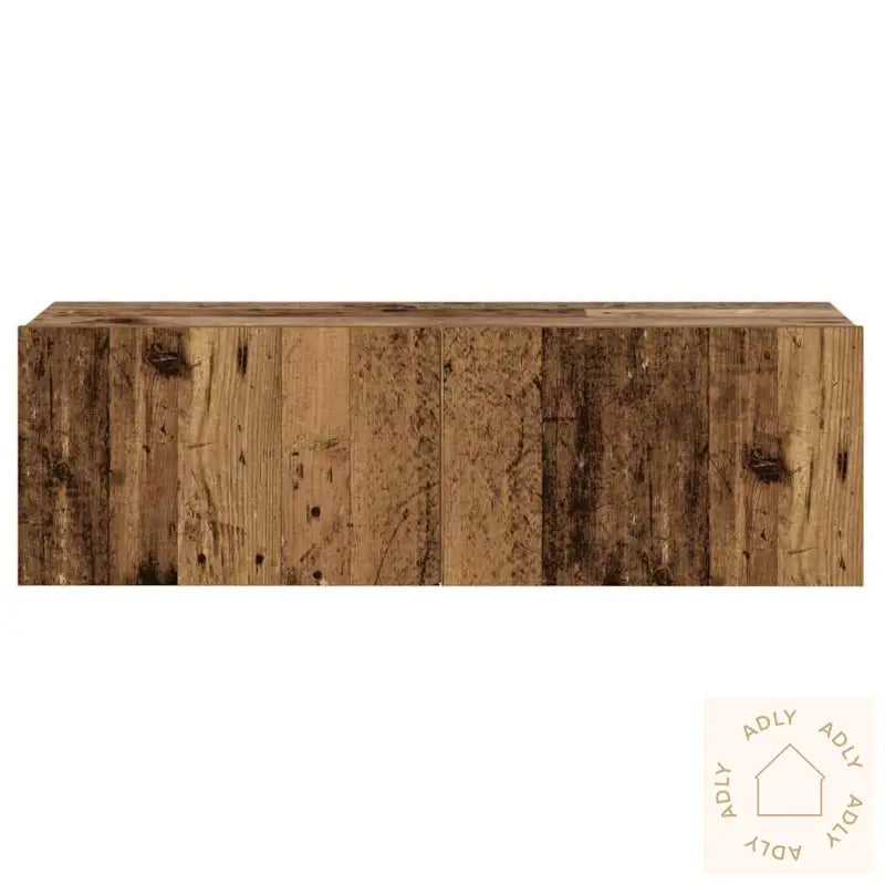 Tv-Skapsett 8 Deler Veggmontert Gammelt Tre Konstruert Tre