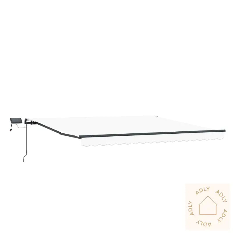 Manuel Uttrekkbar Markise Med Led Hvit 450X350 Cm