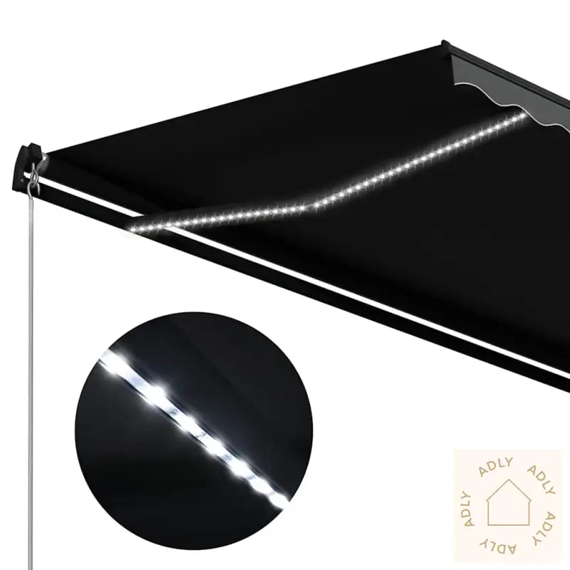 Manuell Uttrekkbar Markise Med Led 300X250 Cm Antrasitt