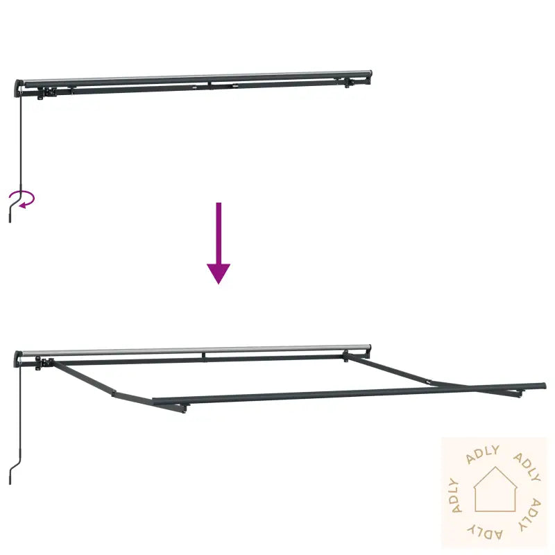 Manuell Uttrekkbar Markise Grønn Og Hvit 350X250 Cm