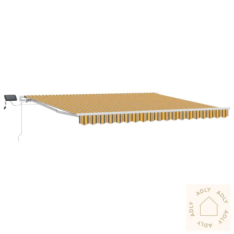 Manuell Uttrekkbar Markise Med Led Flerfarget Stripe 400X350 Cm