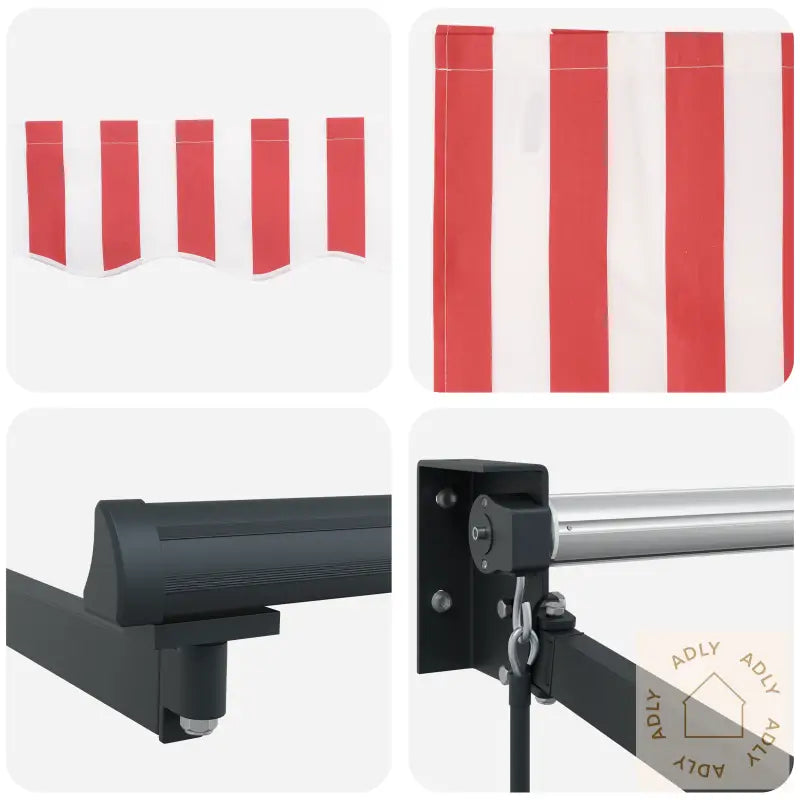 Manuel Uttrekkbar Markise Rød Og Hvit Stripe 450X300 Cm