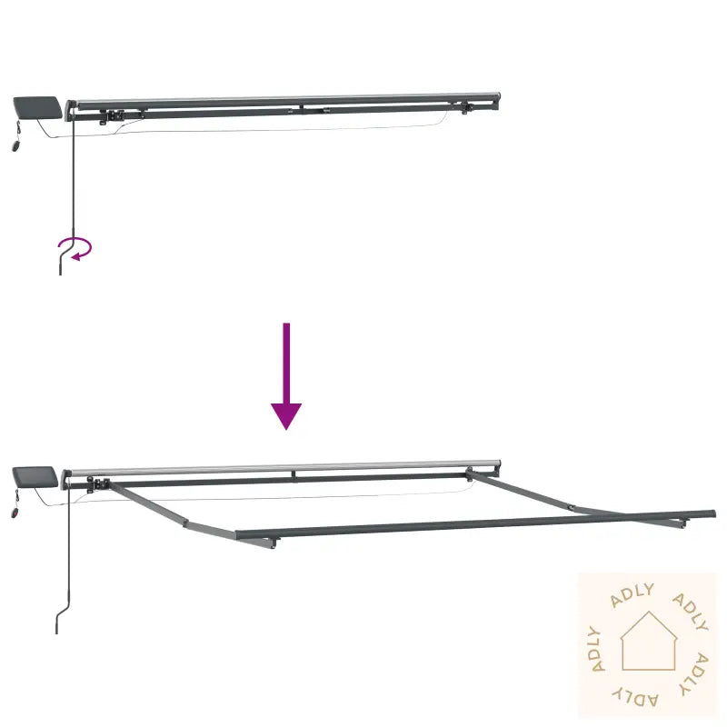 Manuell Uttrekkbar Markise Med Led Rød 350X250 Cm