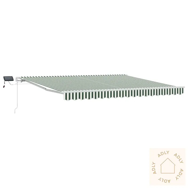 Manuell Uttrekkbar Markise Med Led Grønn Og Hvit 400X300 Cm