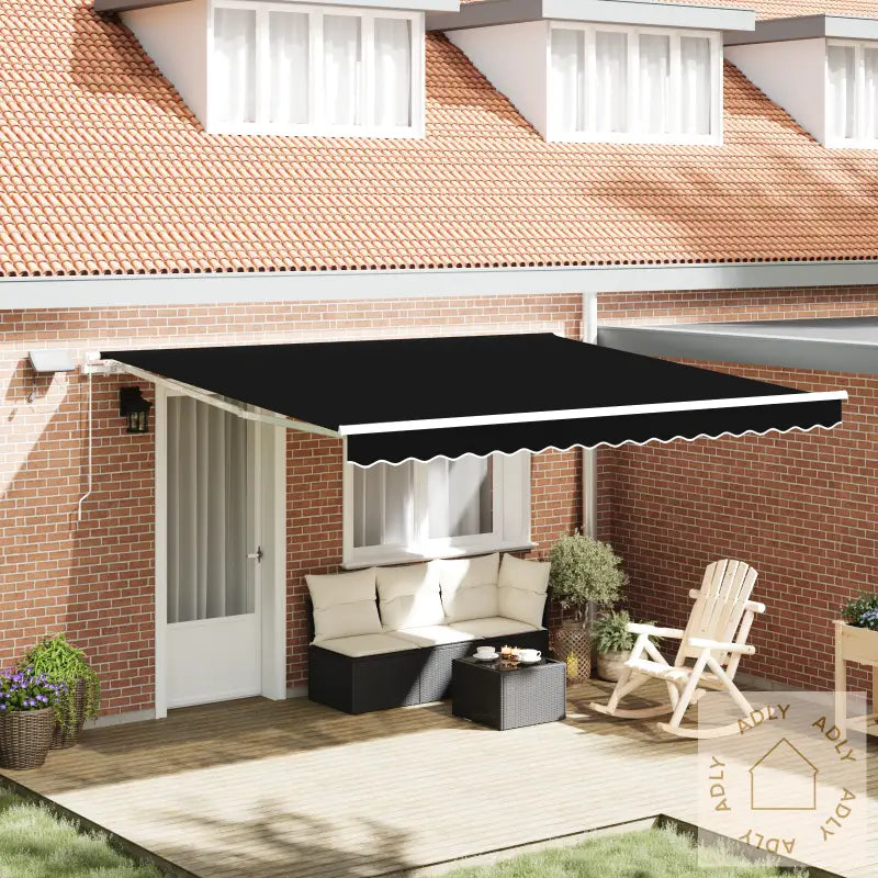 Manuell Uttrekkbar Markise Med Led Svart 400X300 Cm