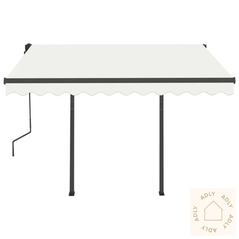 Manuell Uttrekkbar Markise Med Led 3,5X2,5 M Kremhvit