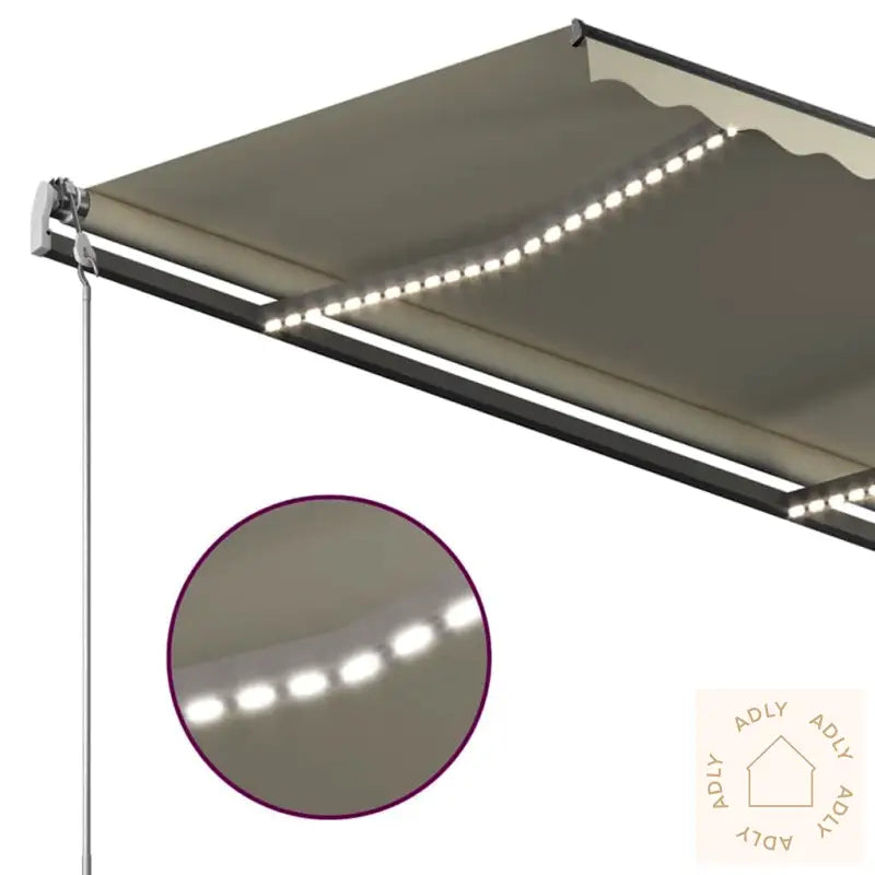 Manuell Uttrekkbar Markise Med Led 3,5X2,5 M Kremhvit